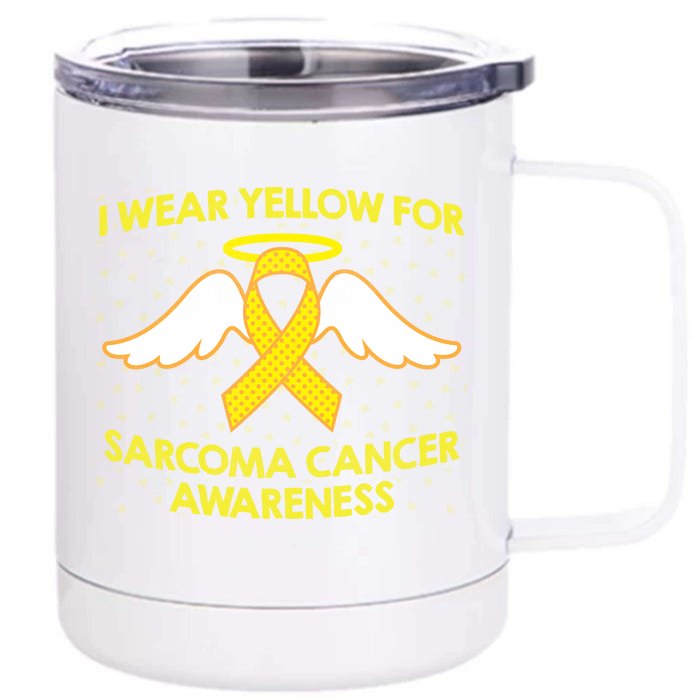 I Wear Yellow For Sarcoma Awareness Front & Back 12oz Stainless Steel Tumbler Cup