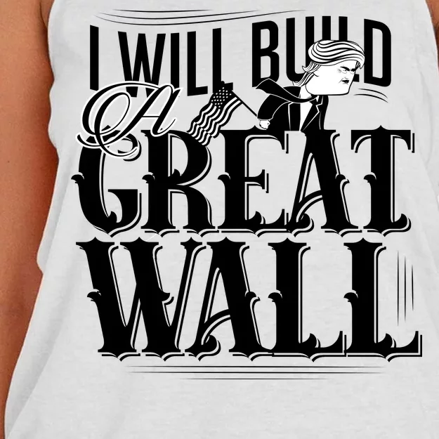 I Will Build A Great Wall - Donald Trump Women's Knotted Racerback Tank