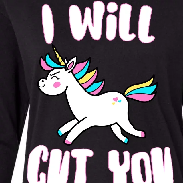 I Will Cut You Stabby Unicorn Womens Cotton Relaxed Long Sleeve T-Shirt