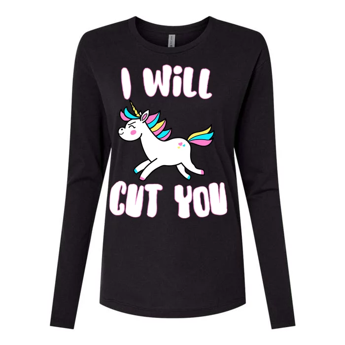 I Will Cut You Stabby Unicorn Womens Cotton Relaxed Long Sleeve T-Shirt