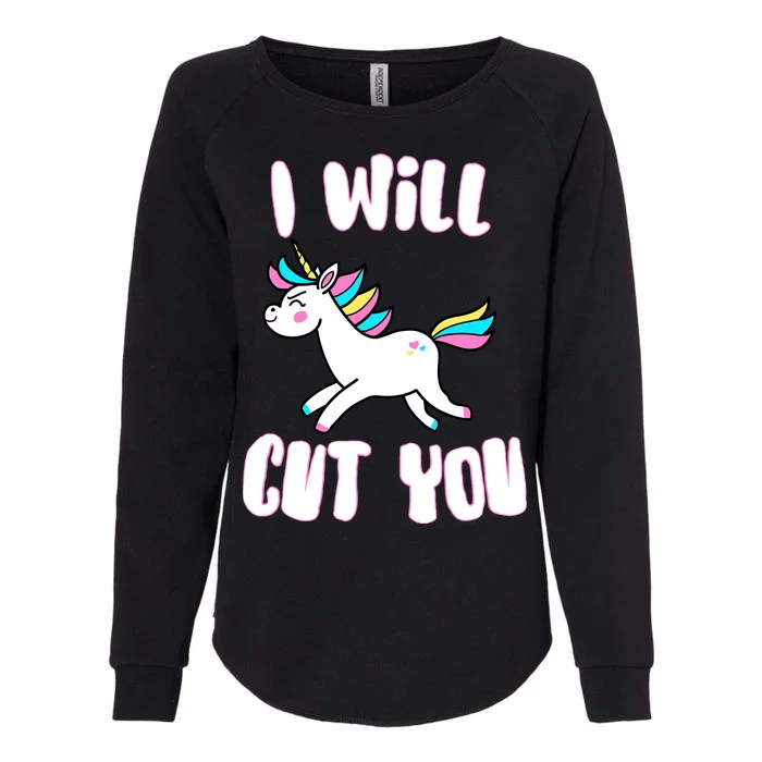 I Will Cut You Stabby Unicorn Womens California Wash Sweatshirt