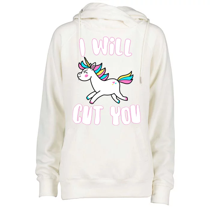 I Will Cut You Stabby Unicorn Womens Funnel Neck Pullover Hood