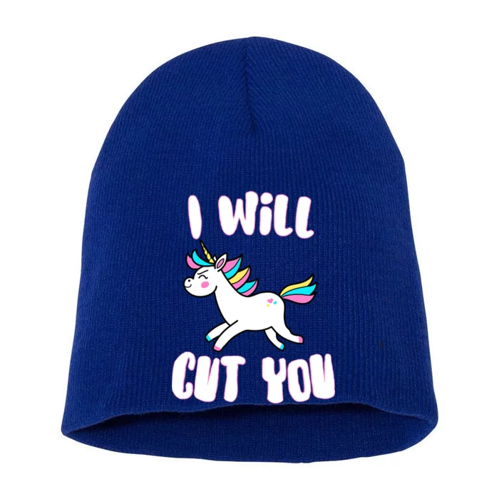 I Will Cut You Stabby Unicorn Short Acrylic Beanie