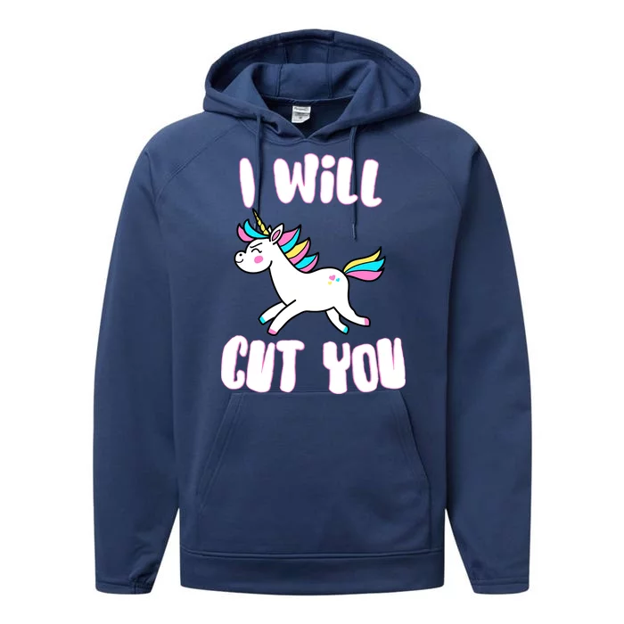 I Will Cut You Stabby Unicorn Performance Fleece Hoodie