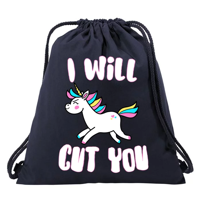 I Will Cut You Stabby Unicorn Drawstring Bag