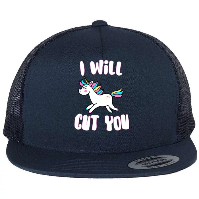 I Will Cut You Stabby Unicorn Flat Bill Trucker Hat