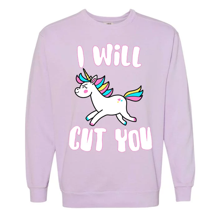 I Will Cut You Stabby Unicorn Garment-Dyed Sweatshirt