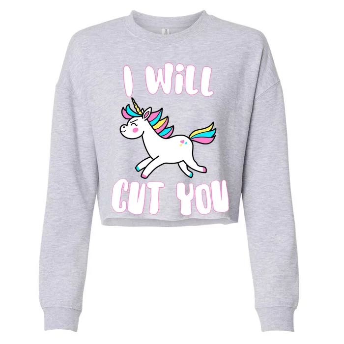 I Will Cut You Stabby Unicorn Cropped Pullover Crew