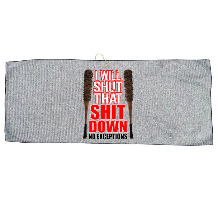 I Will Shut That Shit Down No Exceptions Barbwire Bat Dead Zombies Large Microfiber Waffle Golf Towel