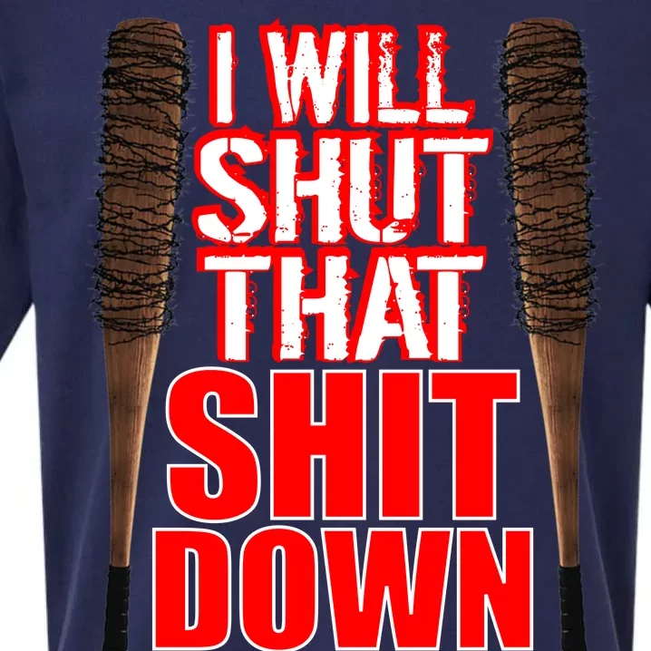 I Will Shut That Shit Down No Exceptions Barbwire Bat Dead Zombies Sueded Cloud Jersey T-Shirt