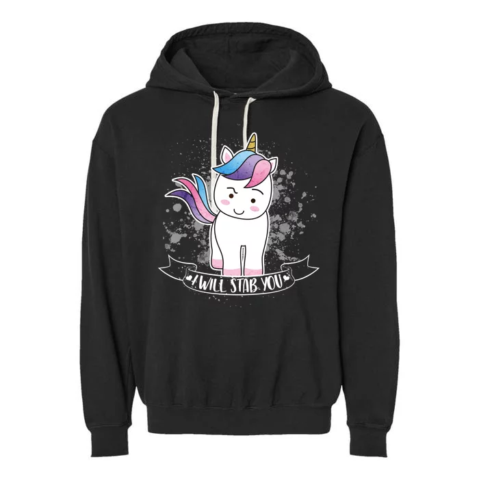 I Will Stab You Unicorn Garment-Dyed Fleece Hoodie