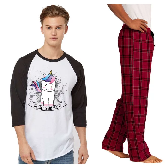 I Will Stab You Unicorn Raglan Sleeve Pajama Set