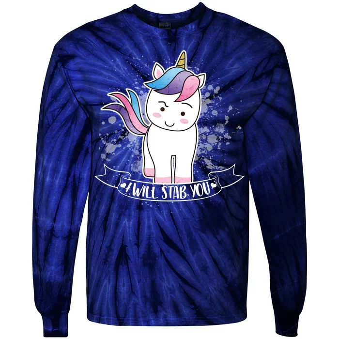 I Will Stab You Unicorn Tie-Dye Long Sleeve Shirt