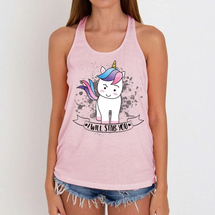 I Will Stab You Unicorn Women's Knotted Racerback Tank