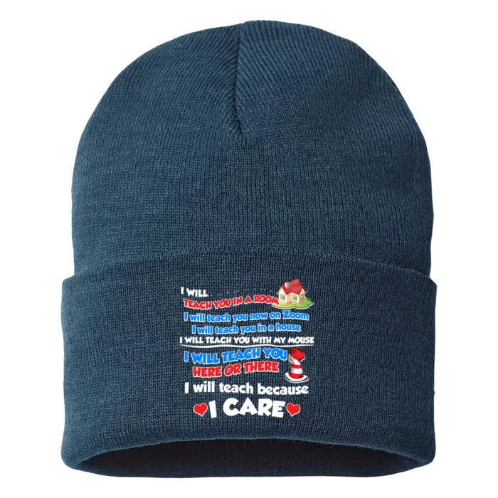 I Will Teach In A Room Now On Zoom Quarantine Sustainable Knit Beanie