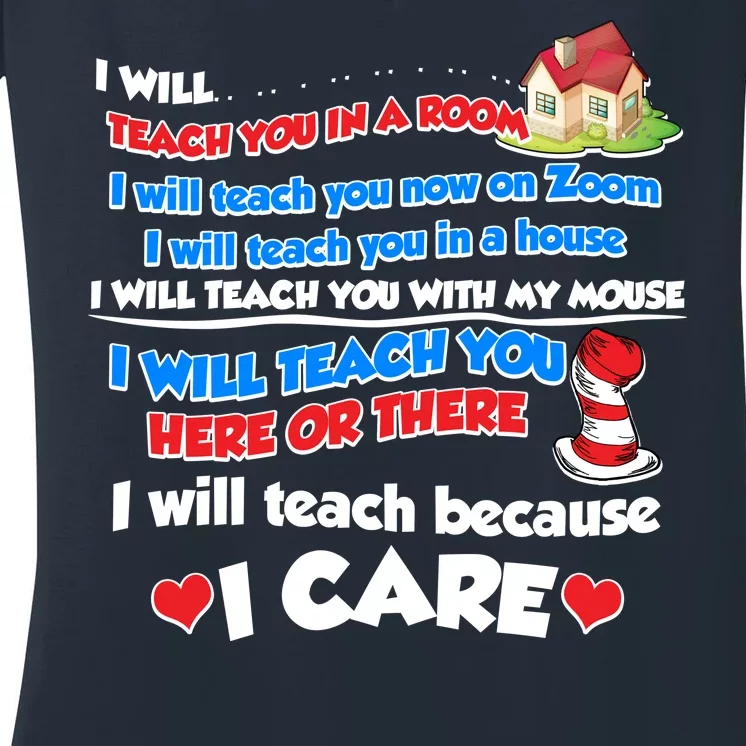 I Will Teach In A Room Now On Zoom Quarantine Women's V-Neck T-Shirt