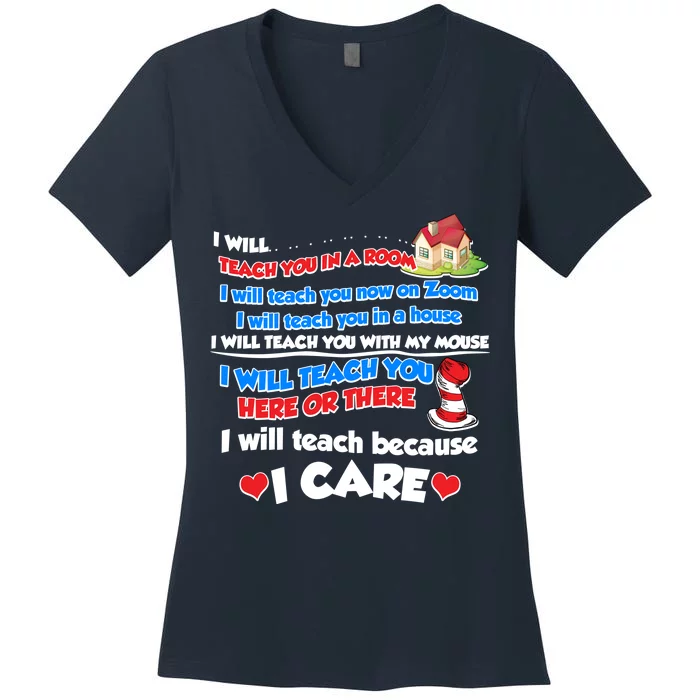 I Will Teach In A Room Now On Zoom Quarantine Women's V-Neck T-Shirt