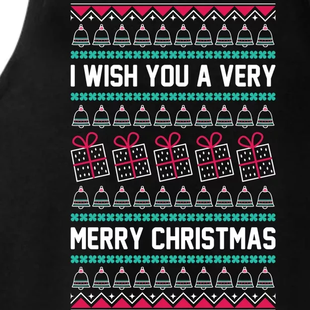 I Wish You A Very Merry Christmas Cute Ugly Sweater Ladies Tri-Blend Wicking Tank