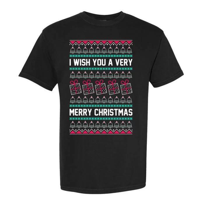 I Wish You A Very Merry Christmas Cute Ugly Sweater Garment-Dyed Heavyweight T-Shirt