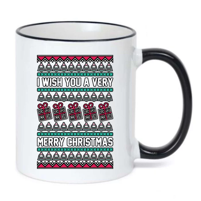 I Wish You A Very Merry Christmas Cute Ugly Sweater Black Color Changing Mug