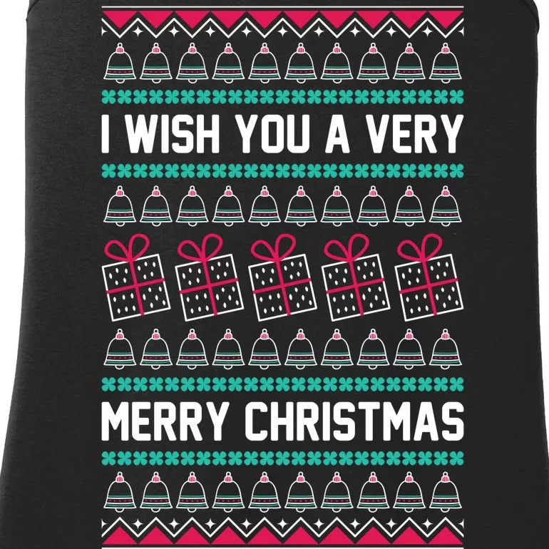 I Wish You A Very Merry Christmas Cute Ugly Sweater Ladies Essential Tank