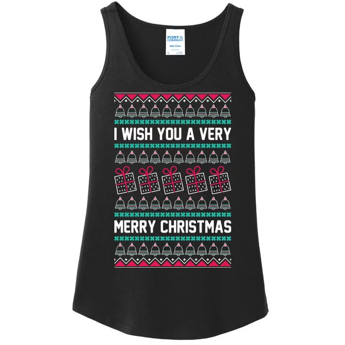 I Wish You A Very Merry Christmas Cute Ugly Sweater Ladies Essential Tank