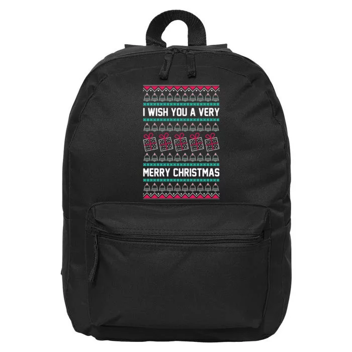 I Wish You A Very Merry Christmas Cute Ugly Sweater 16 in Basic Backpack