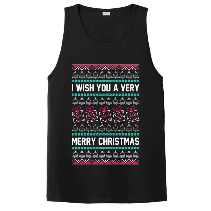 I Wish You A Very Merry Christmas Cute Ugly Sweater Performance Tank