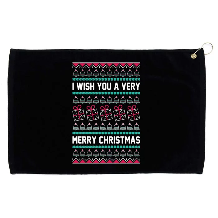 I Wish You A Very Merry Christmas Cute Ugly Sweater Grommeted Golf Towel