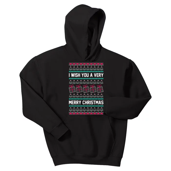 I Wish You A Very Merry Christmas Cute Ugly Sweater Kids Hoodie