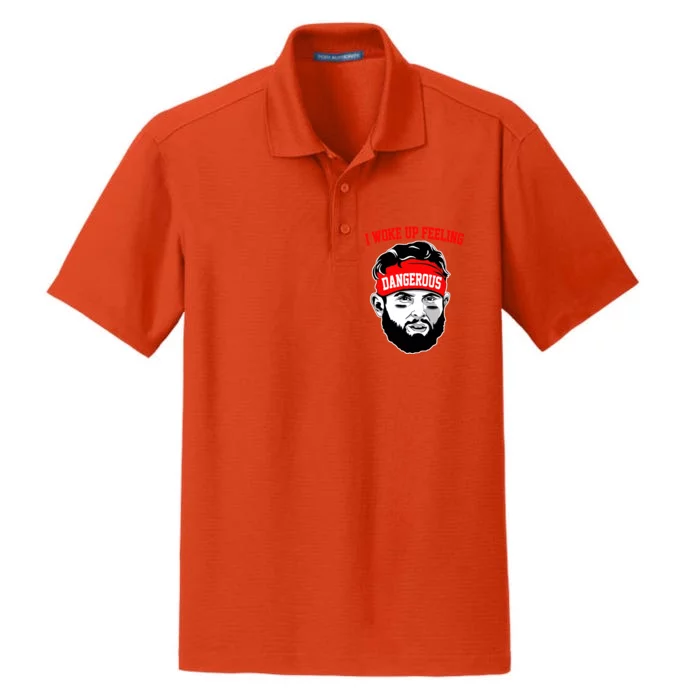 I Woke Up Feeling Dangerous Funny Football Dry Zone Grid Performance Polo