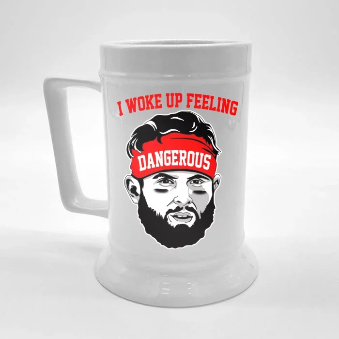 I Woke Up Feeling Dangerous Funny Football Front & Back Beer Stein