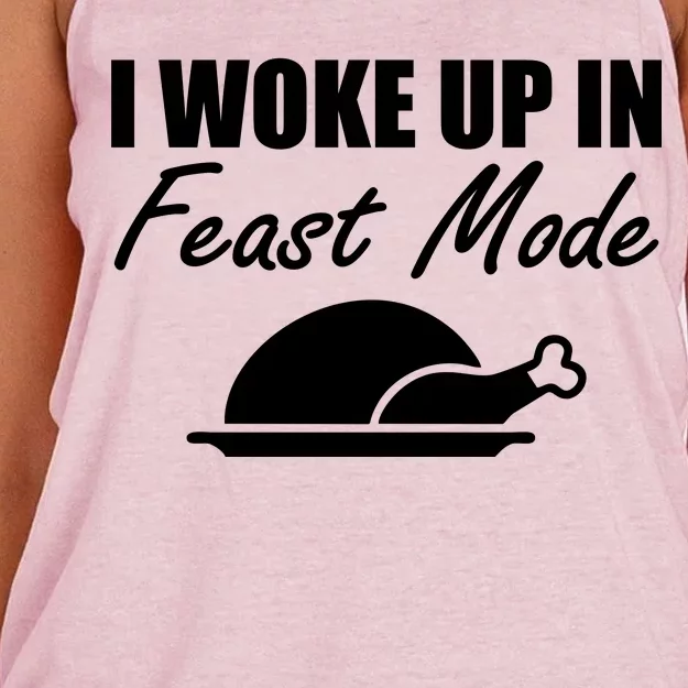 I Woke Up In Feast Mode Thanksgiving Turkey Women's Knotted Racerback Tank