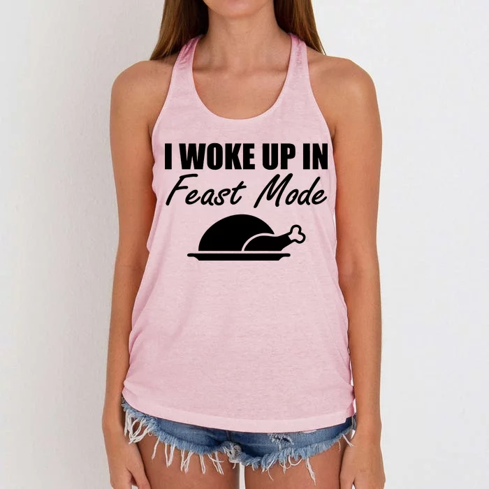 I Woke Up In Feast Mode Thanksgiving Turkey Women's Knotted Racerback Tank