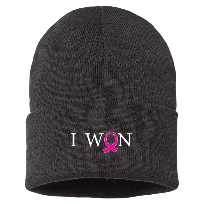 I Won Defeat Breast Cancer Survivor Sustainable Knit Beanie