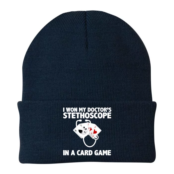 I Won My Doctor's Stethoscope Card Game Knit Cap Winter Beanie