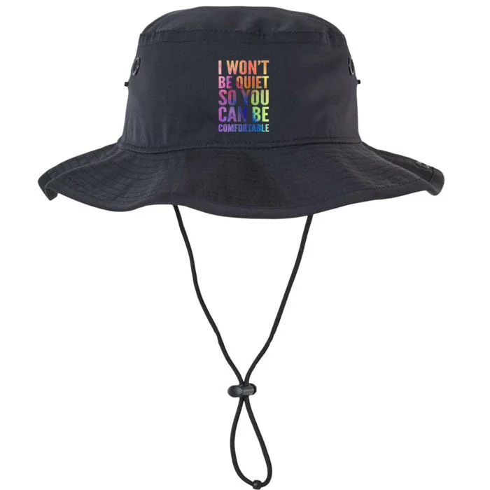 I Won't Be Quiet So You Can Be Comfortable Rainbow Watercolor Legacy Cool Fit Booney Bucket Hat