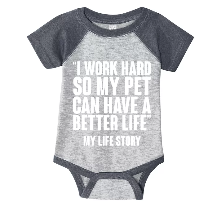 I Work Hard For My Pet My Life Story Infant Baby Jersey Bodysuit