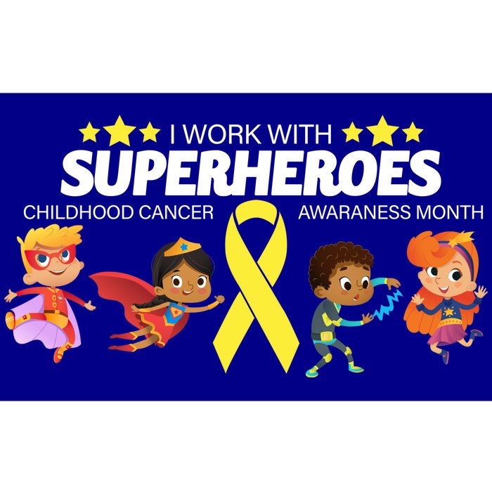 I Work With Superheroes Childhood Cancer Awareness Bumper Sticker