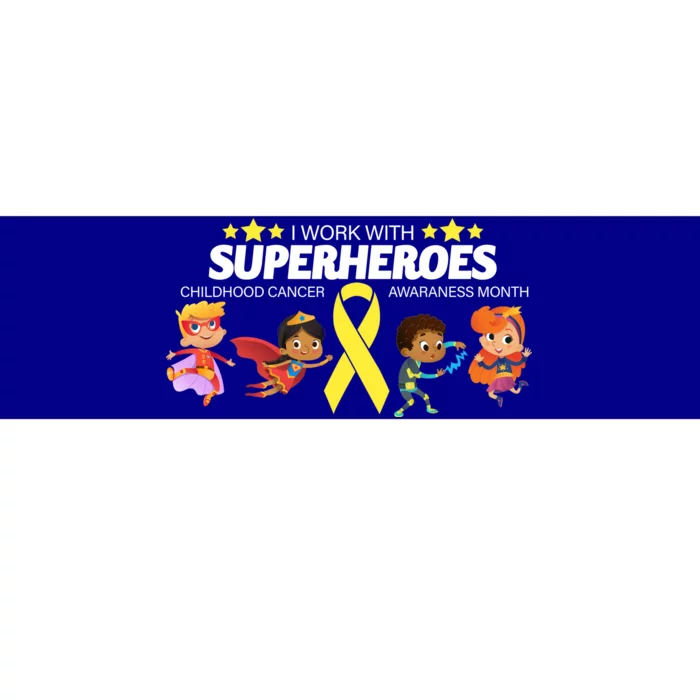 I Work With Superheroes Childhood Cancer Awareness Bumper Sticker