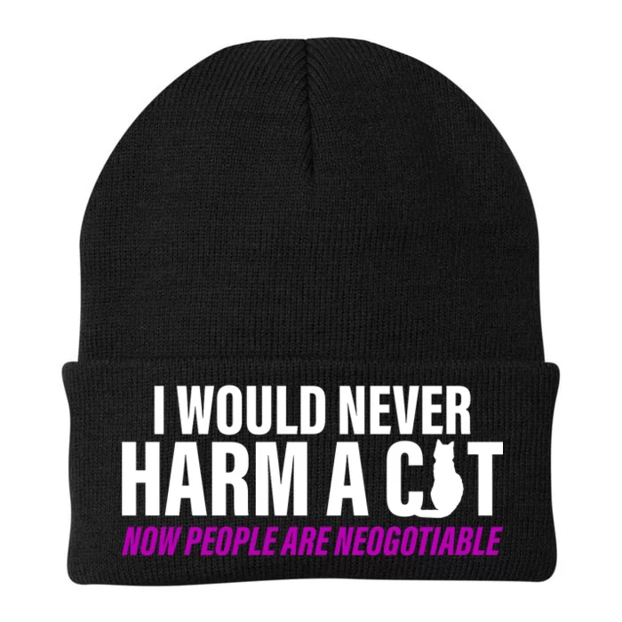 I Would Never Harm A Cat Now People Are Negotiable Knit Cap Winter Beanie