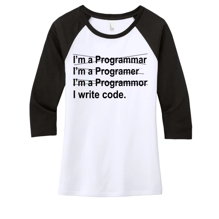 I Write Code Women's Tri-Blend 3/4-Sleeve Raglan Shirt