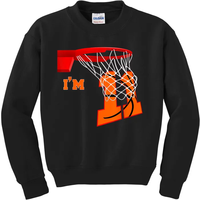 I'm 11 Basketball Birthday Boy And Girl 11 Year Old Birthday Kids Sweatshirt