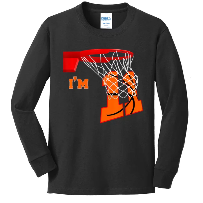 I'm 11 Basketball Birthday Boy And Girl 11 Year Old Birthday Kids Long Sleeve Shirt