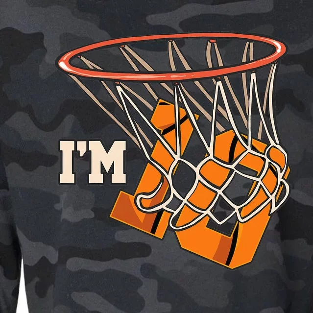 I'm 10 Basketball Theme Birthday Party Celebration 10th Cropped Pullover Crew