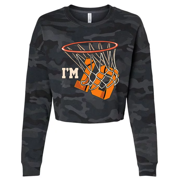 I'm 10 Basketball Theme Birthday Party Celebration 10th Cropped Pullover Crew