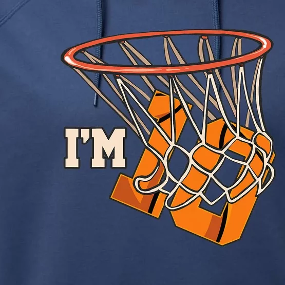 I'm 10 Basketball Theme Birthday Party Celebration 10th Performance Fleece Hoodie