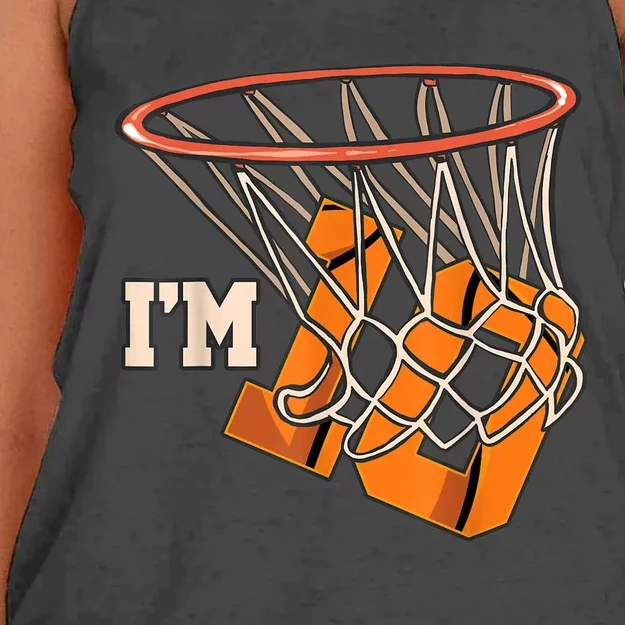 I'm 10 Basketball Theme Birthday Party Celebration 10th Women's Knotted Racerback Tank