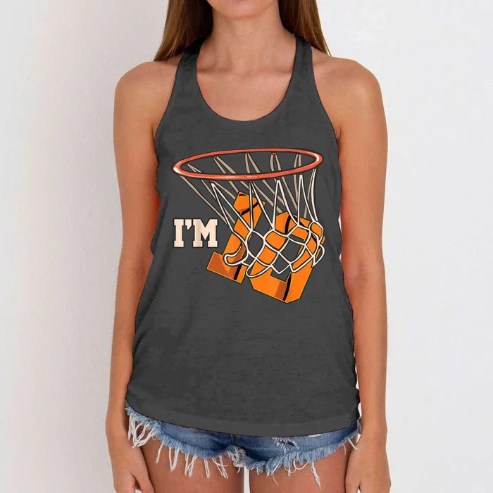 I'm 10 Basketball Theme Birthday Party Celebration 10th Women's Knotted Racerback Tank