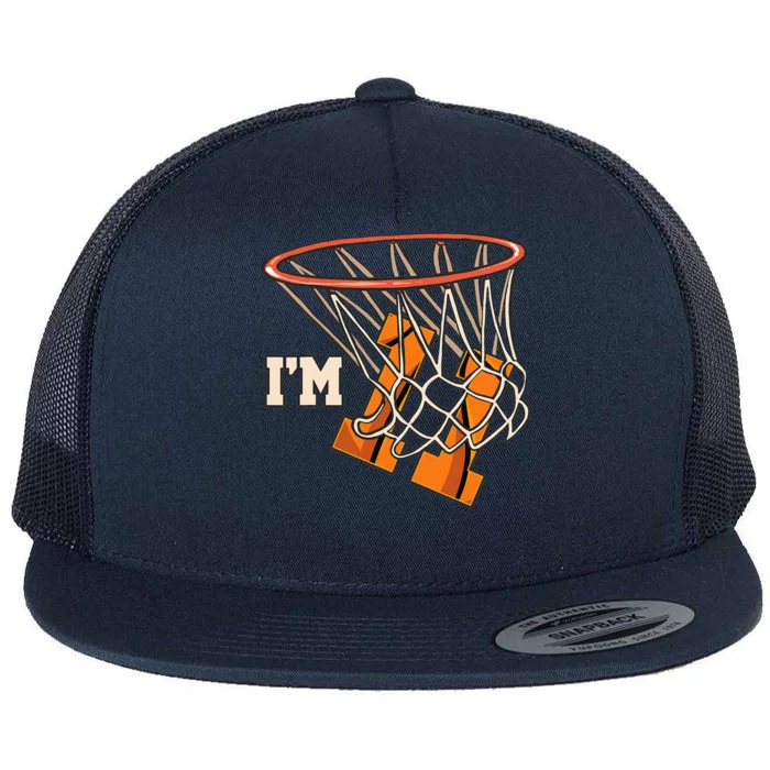 I'm 11 Basketball Theme Birthday Party Celebration 11th Flat Bill Trucker Hat